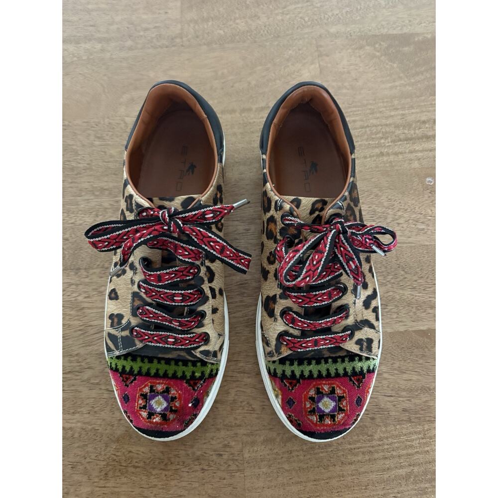 ETRO Sneakers EU 41 Unisex Multicolor Paisley Leopard Print Embroidered Designer - Picture 3 of 9